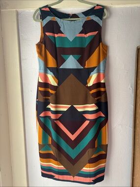 Tracy Reese Multicolor Geometric Sheath Dress